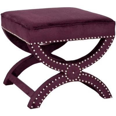 Mystic Ottoman Silver Nail Heads - Plum - Safavieh 4 Mystic Ottoman Silver Nail Heads - Plum - Safavieh - Image 2