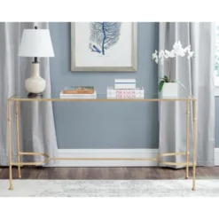Front Page 33 Lucille Console Table - Gold/Glass - Safavieh