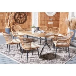 Front Page 3 Genser 7 Piece Dining Set - Outdoor - PAT9011 - Safavieh