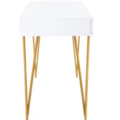 Pine Two Drawer Desk - White/Gold - Safavieh -My home GUEST d616d9ec a2ff 4f1e 86e0 ee99207972f2