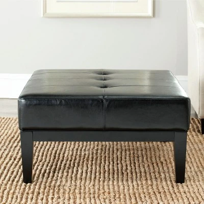 Fulton Small Square Cocktail Ottoman - Black - Safavieh 3 Fulton Small Square Cocktail Ottoman - Black - Safavieh